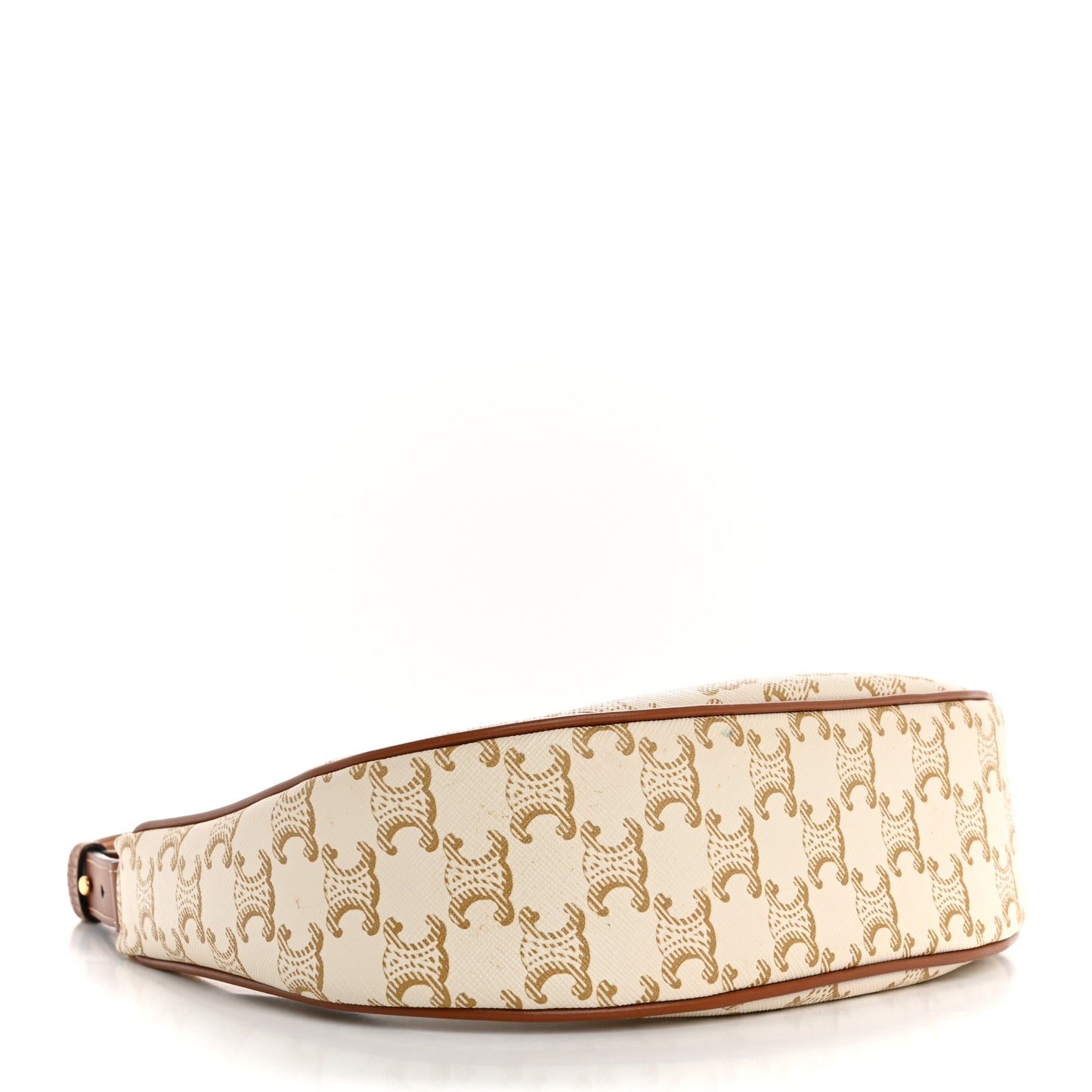 Canvas Calfskin Ava Triomphe Shoulder Bag White