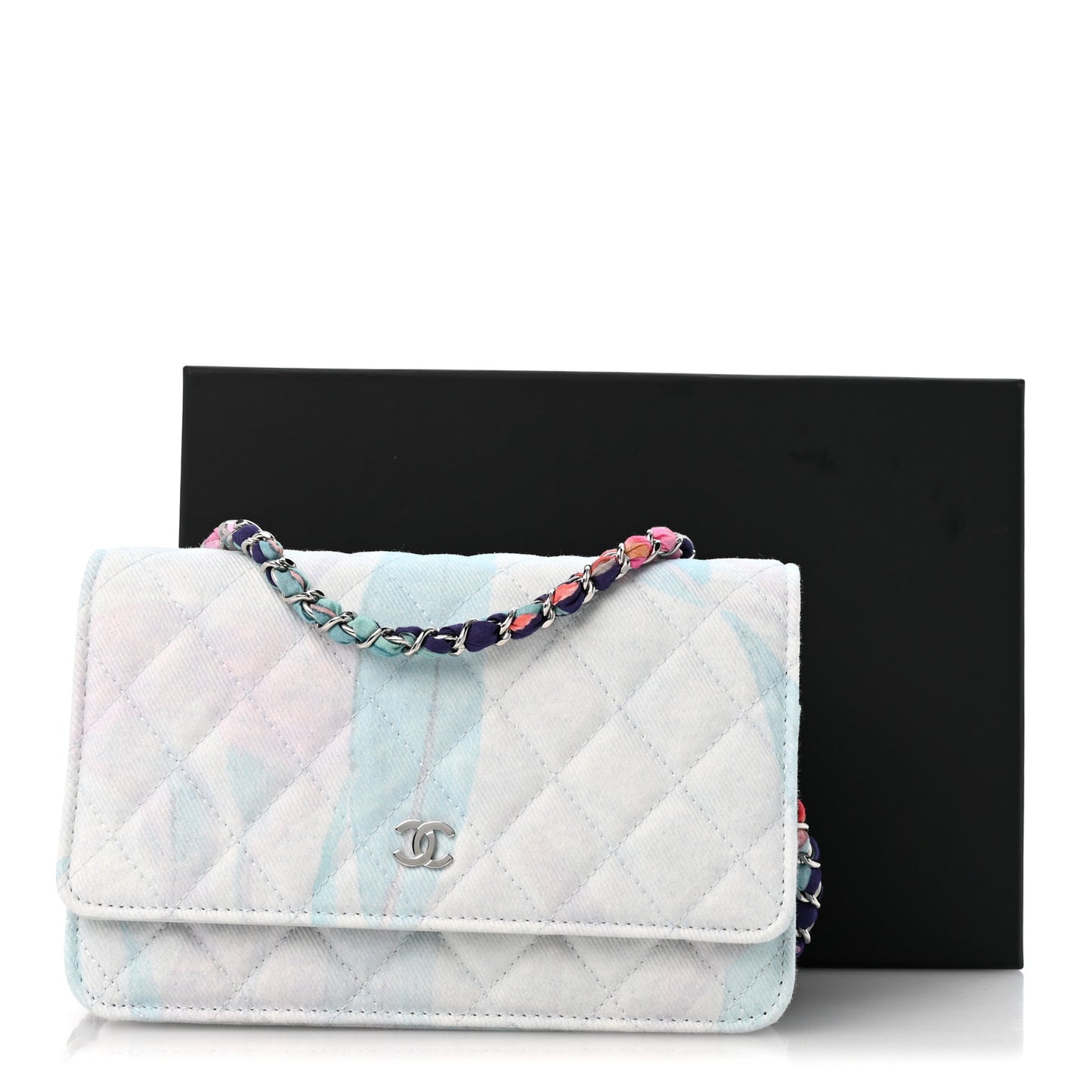 Canvas Quilted Jungle Jeans Wallet on Chain WOC Multicolor