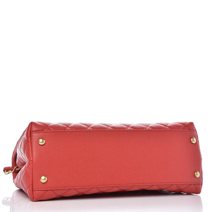 Chanel Caviar Quilted Small Coco Handle Flap Red 4 of 9