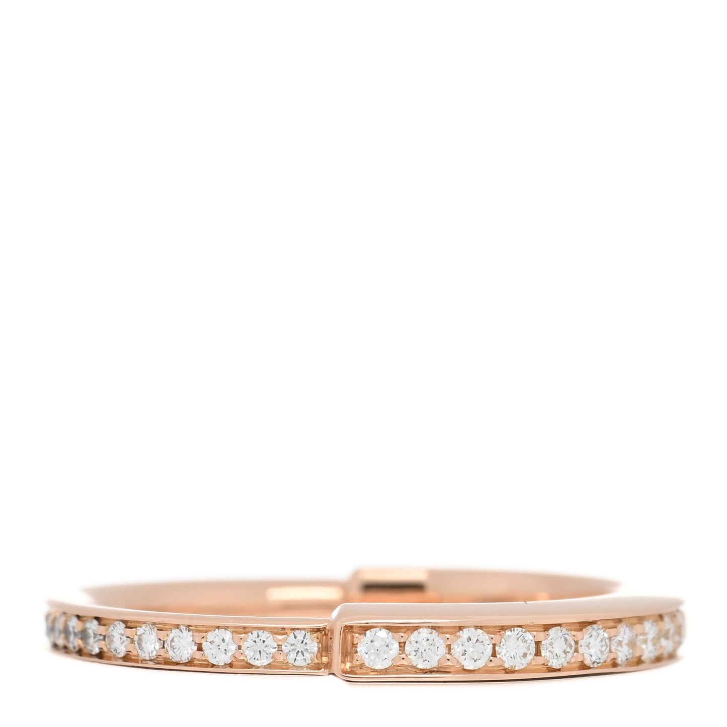 18K Rose Gold Diamond Lock Pave Ring 54 7