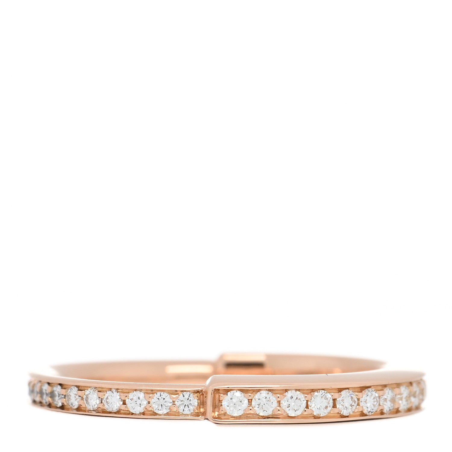 Tiffany 18K Rose Gold Diamond Lock Pave Ring 54 7 1 of 5