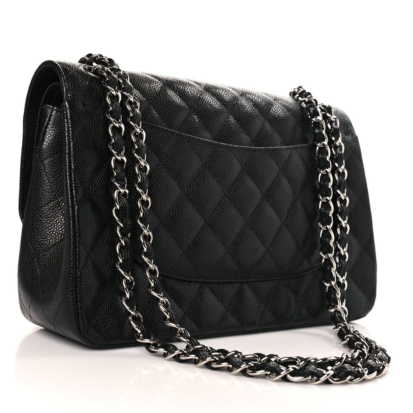 Caviar Quilted Jumbo Double Flap Black