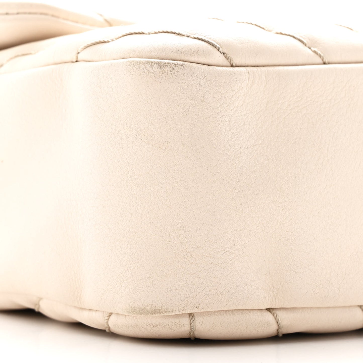 Calfskin Chevron Quilted Medium Surpique Flap Ivory