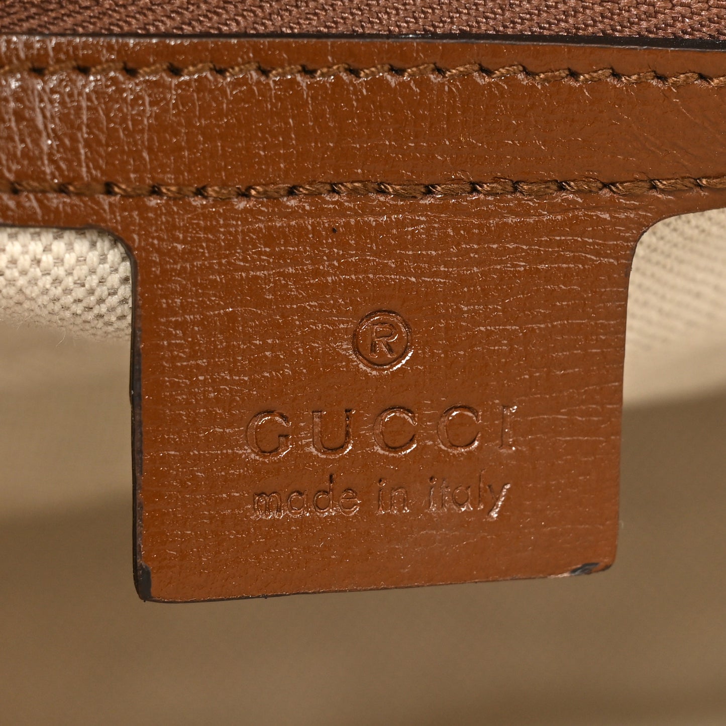 GG Supreme Monogram Azalea Calfskin Small Horsebit 1955 Top Handle Bag Beige Ebony Brown Sugar