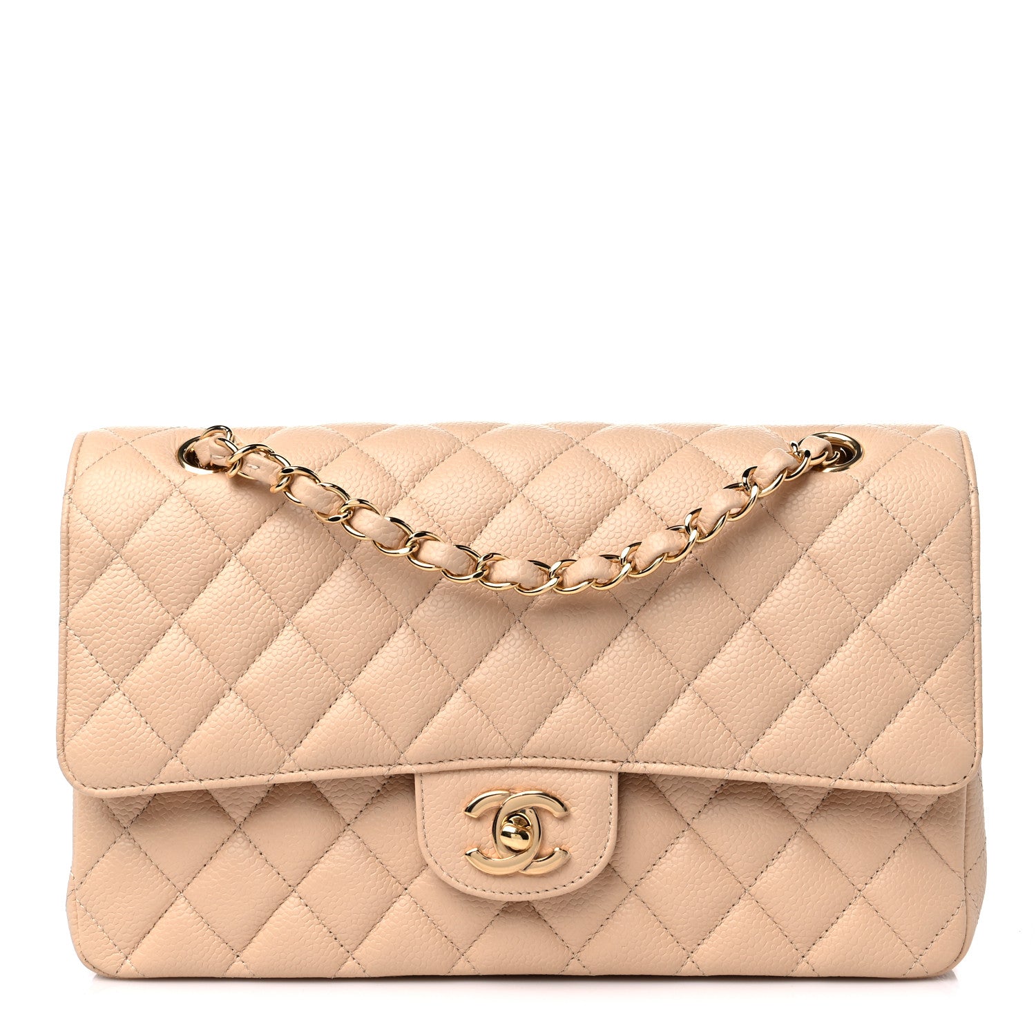 Chanel Caviar Quilted Medium Double Flap Beige 1 of 11
