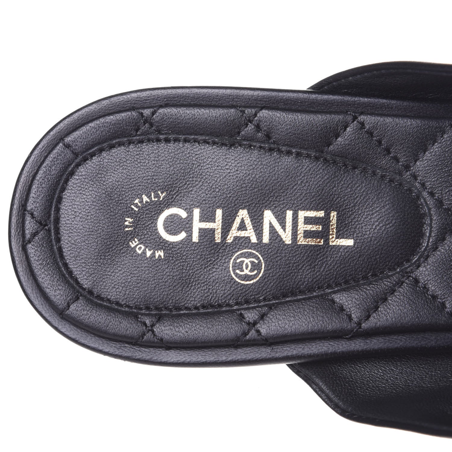 Chanel Lambskin Pearl Bow CC Flat Sandals 37.5 Black 9 of 11