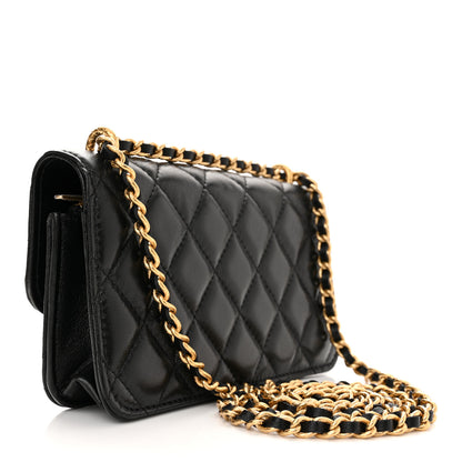 Chanel Lambskin Quilted Dynasty Flap Phone Holder With Chain Black 3 of 11