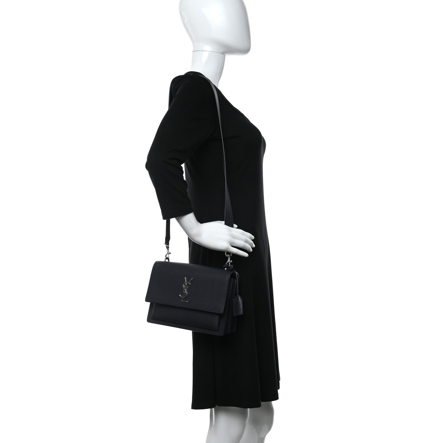 Saint Laurent Grained Calfskin Medium Monogram Sunset Deep Marine 2 of 8