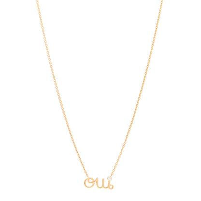 Christian Dior 18K Yellow Gold Diamond Oui Pendant Necklace 1 of 4