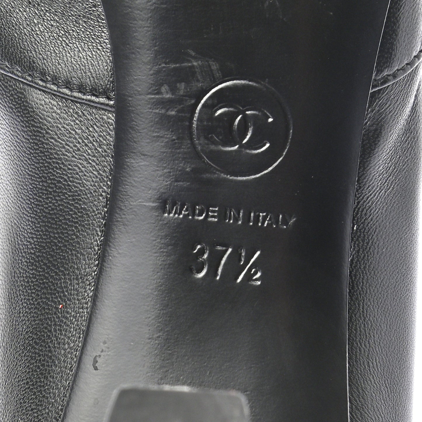 Lambskin Patent Cap Toe Pearl Camellia CC Short Boot 37.5 Black