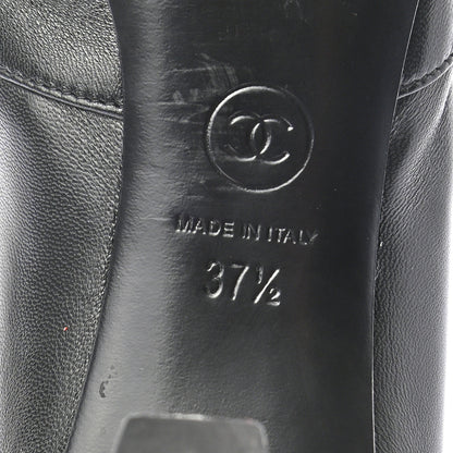 Chanel Lambskin Patent Cap Toe Pearl Camellia CC Short Boot 37.5 Black 6 of 8
