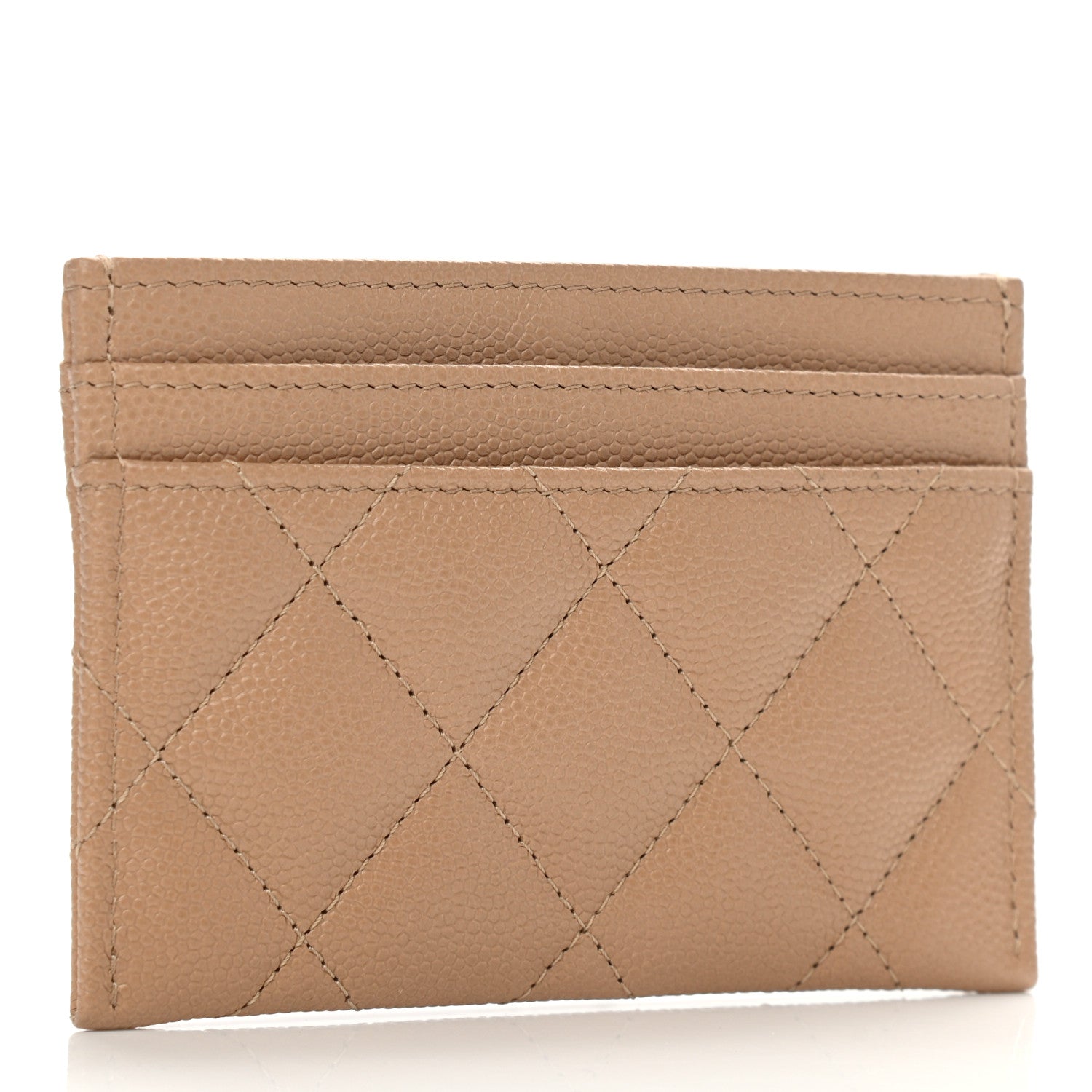 Chanel Caviar Quilted Crystal Card Holder Beige 3 of 9