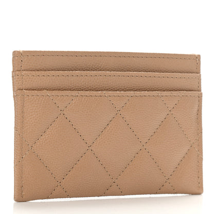Chanel Caviar Quilted Crystal Card Holder Beige 3 of 9