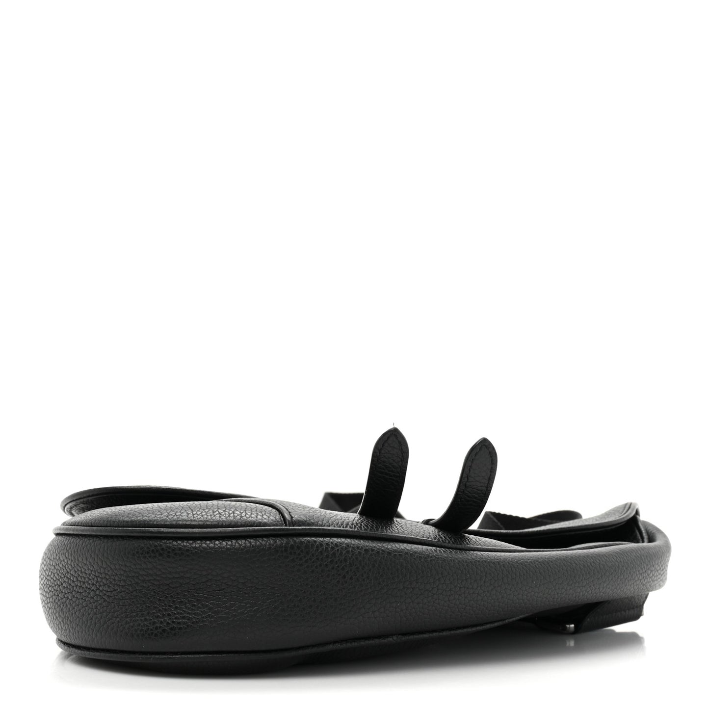 X SHAWN STUSSY Grained Calfskin Saddle Bag Black