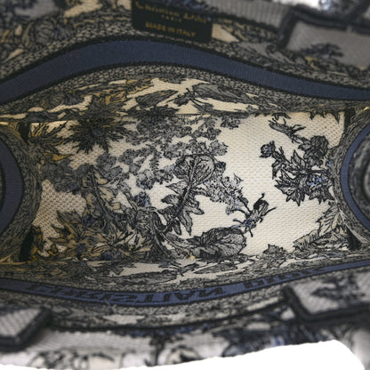 Christian Dior Canvas Embroidered Chardons Toile De Jouy Small Book Tote White Blue 5 of 10
