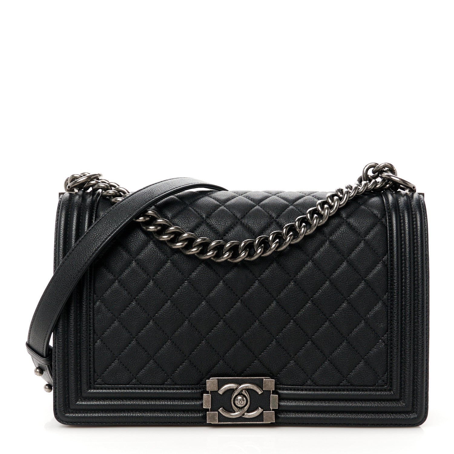 Chanel Grained Calfskin Quilted New Medium Boy Flap Black 1 of 11