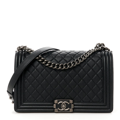 Chanel Grained Calfskin Quilted New Medium Boy Flap Black 1 of 11
