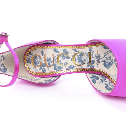 Gucci Satin Daisy Ankle Strap d'Orsay 105 Pumps 37 Fuchsia 7 of 8