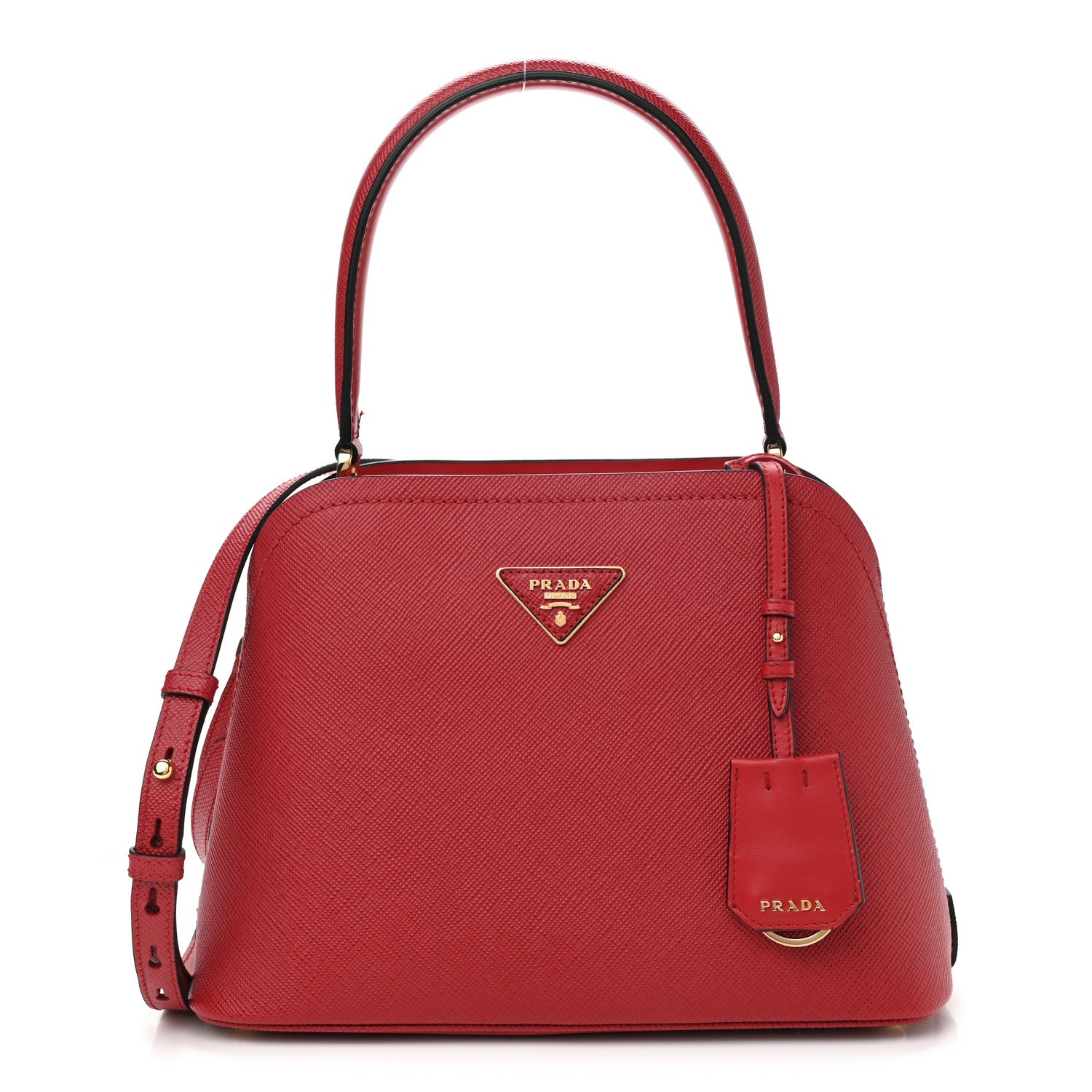 Prada Saffiano Cuir Small Matinee Tote Rosso 1 of 11