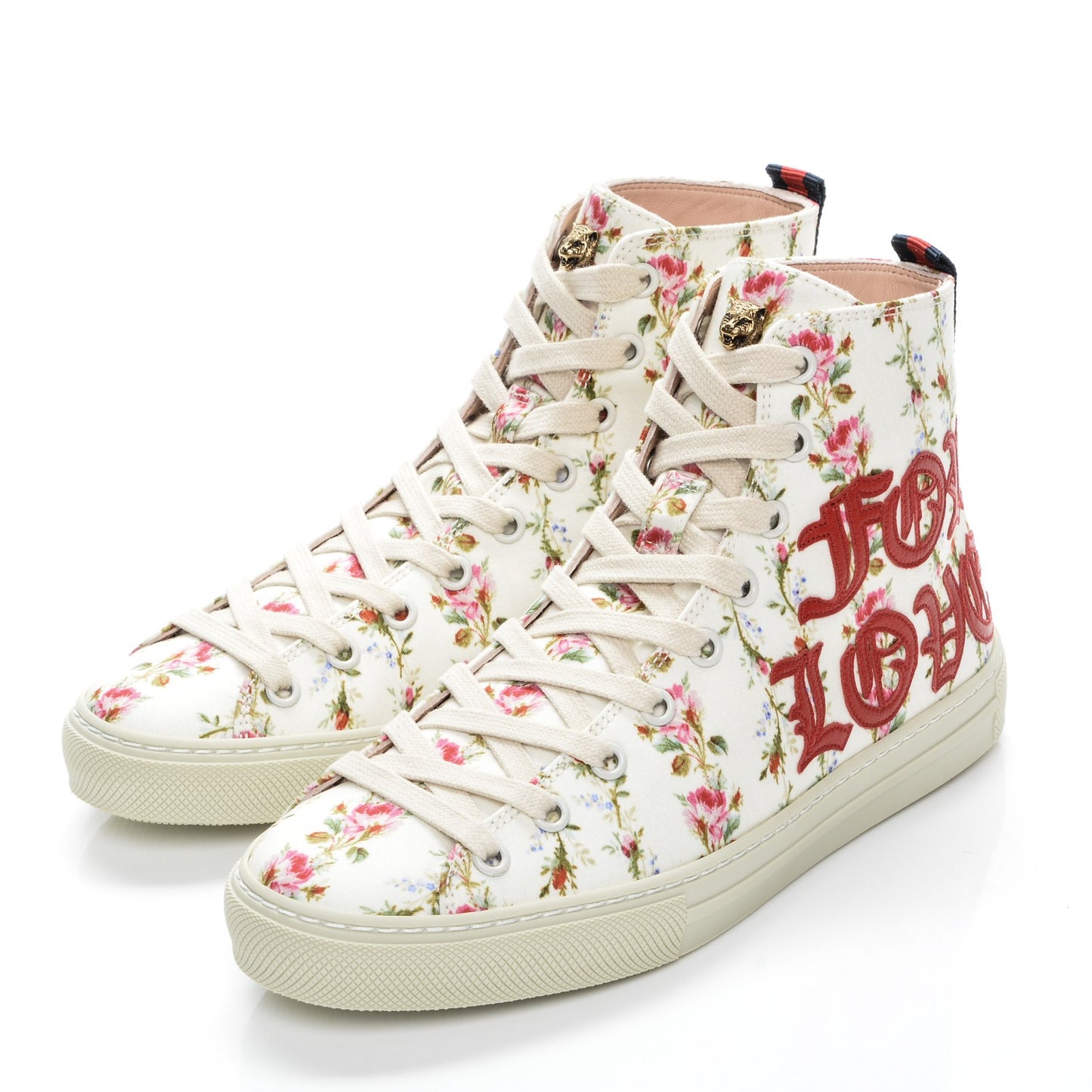 Canvas Romantic Print Major Blind For Love High Top Sneakers 35.5 in Ivory