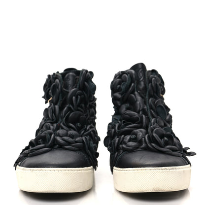 Chanel Calfskin Camellia High Top Sneakers 37 Black 2 of 7