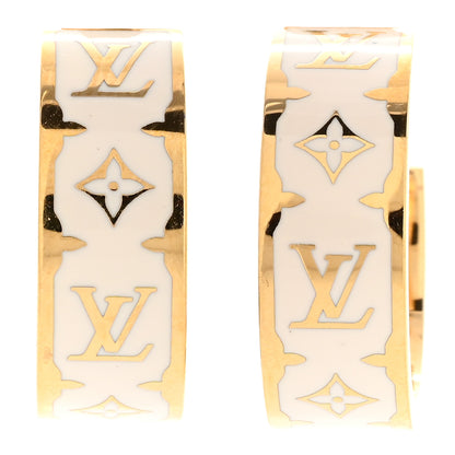 Louis Vuitton Metal Enamel Hoop Earrings Gold 1 of 5