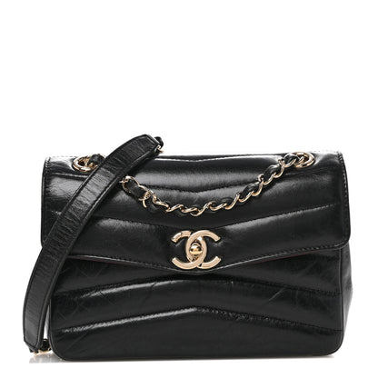Chanel Shiny Lambskin Quilted Small Chevron Miroir Black 1 of 12