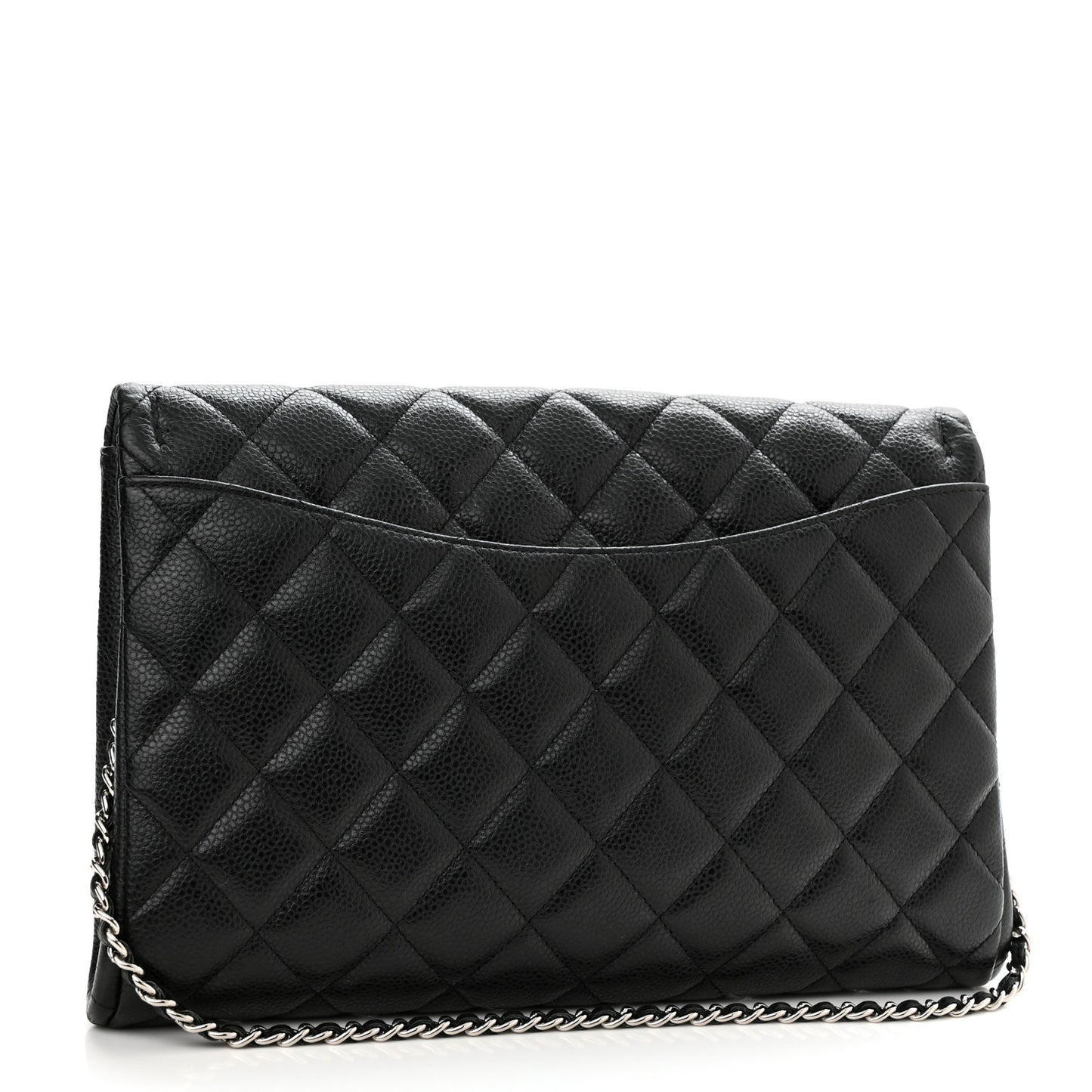 Caviar Quilted Clutch With Chain Flap Black