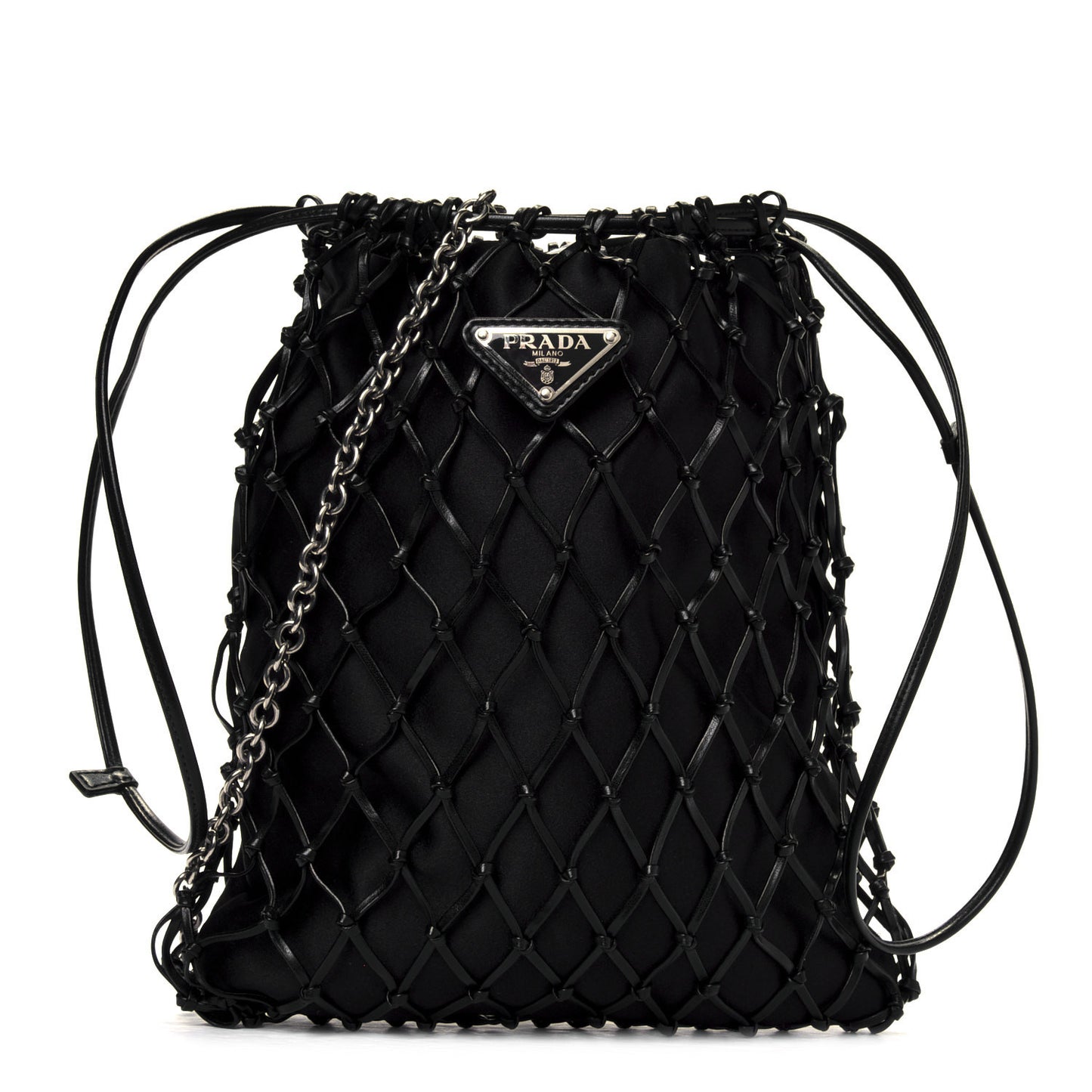 Satin Net Chain Bag Black