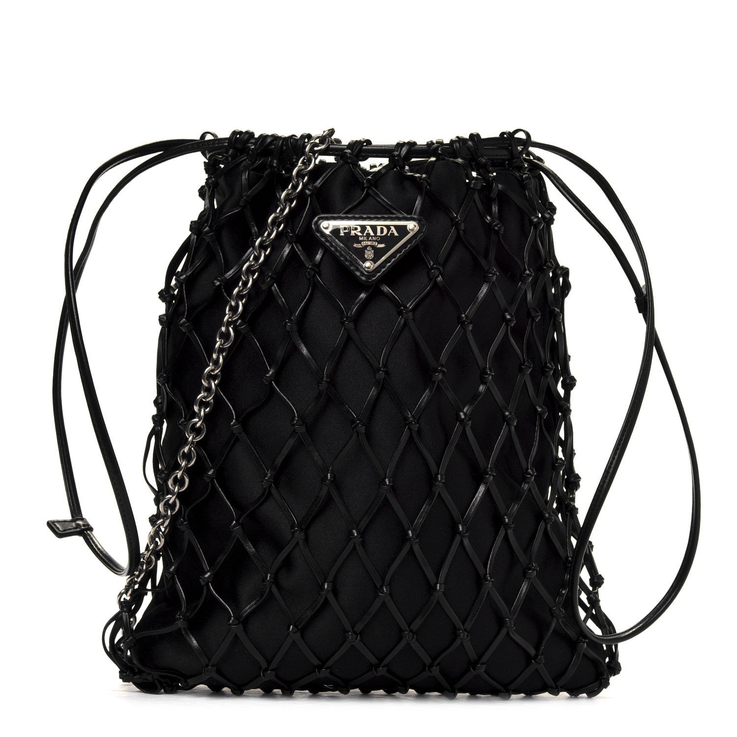 Prada Satin Net Chain Bag Black 1 of 5