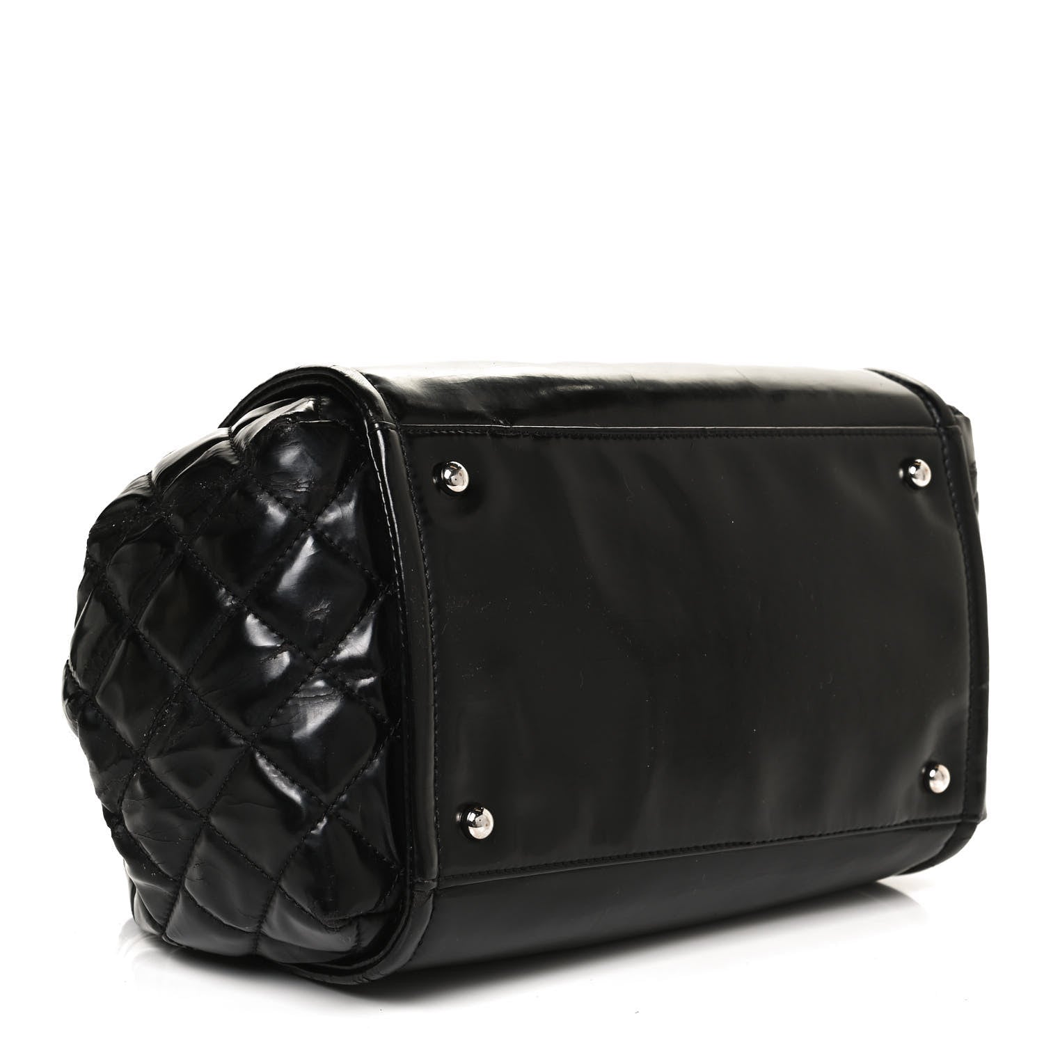 Chanel Vinyl Lipstick Ligne Accordion Tote Black 4 of 14