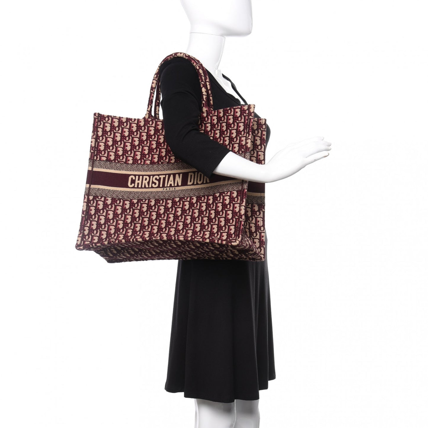 Oblique Large Book Tote Burgundy Multicolor