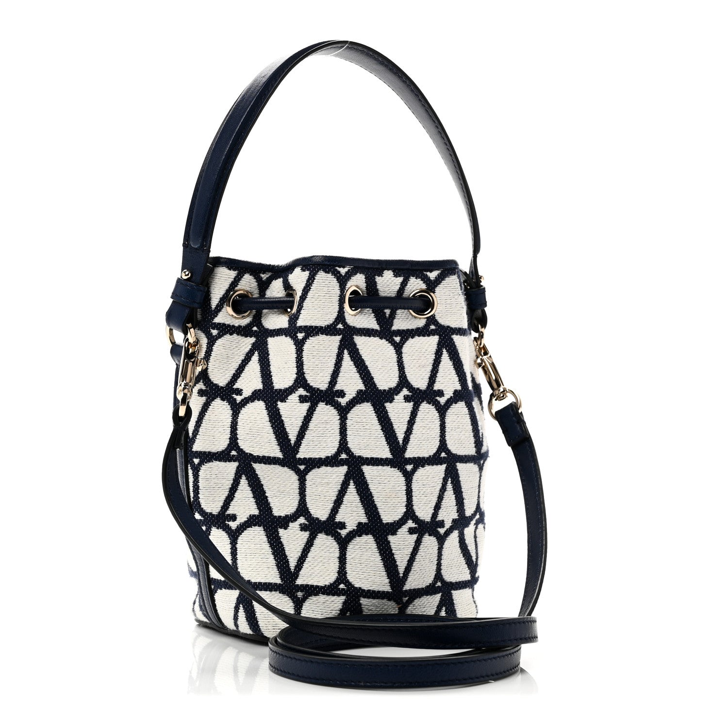 Valentino Garavani Toile Iconographe Nappa Mini Vlogo Signature Bucket Bag White Worker 3 of 9