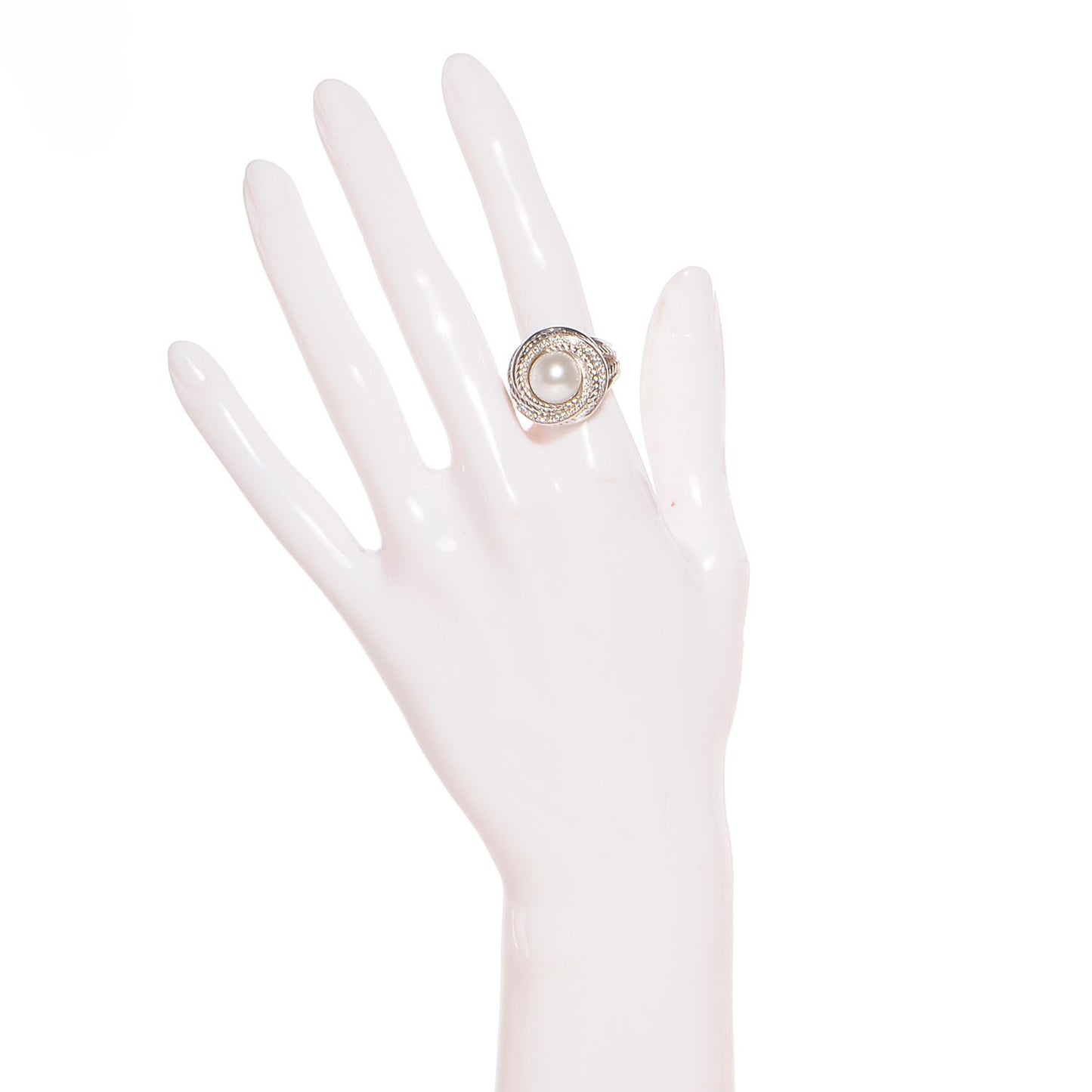 Sterling Silver Diamond 10mm Pearl Crossover Ring 6