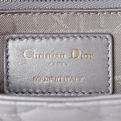 Christian Dior Metallic Lambskin Cannage Mini Lady Dior Grey 6 of 10
