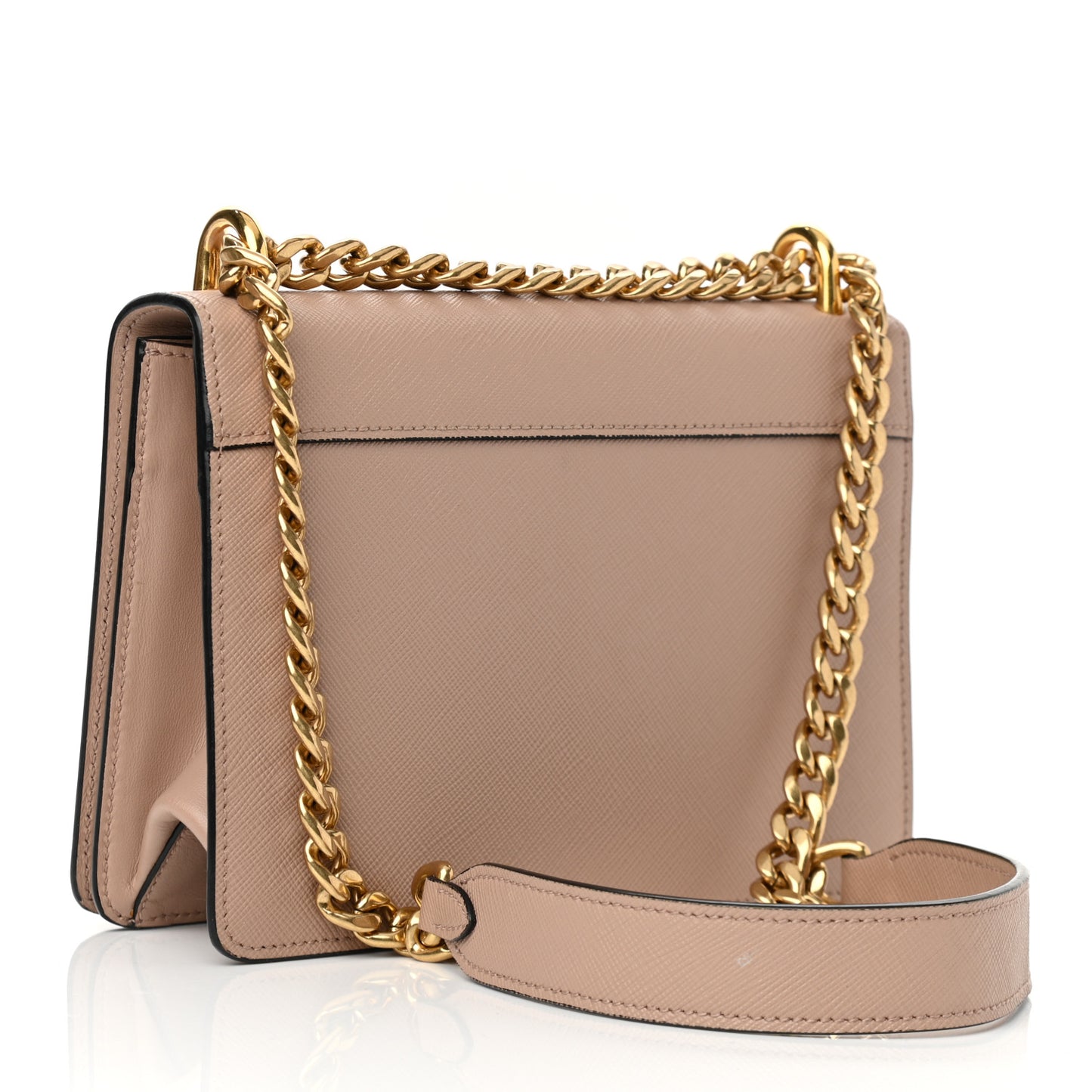 Saffiano Soft Calfskin Chain Crossbody Bag Cipria