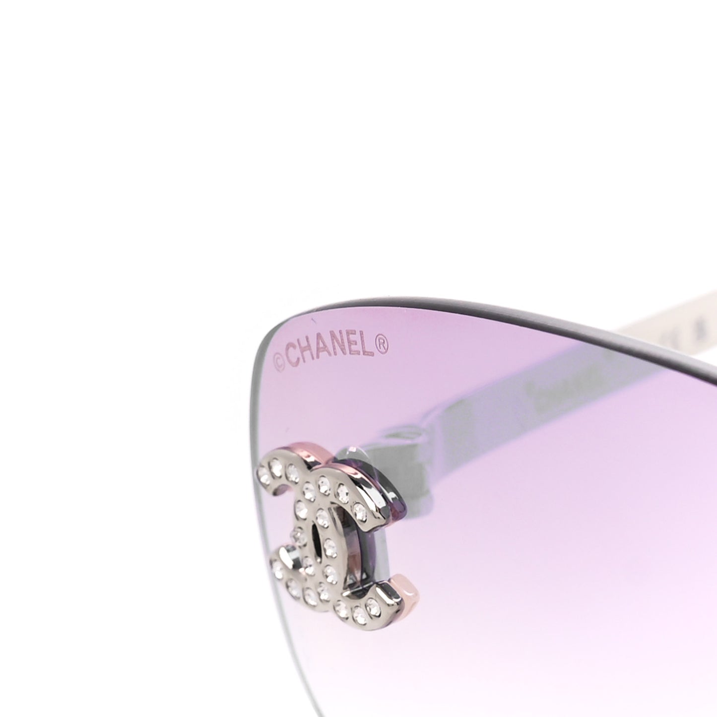 Metal Mirrored Crystal CC Oval Sunglasses 71559 Pink