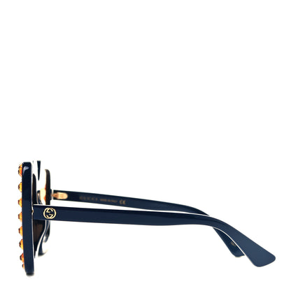 Gucci Acetate Crystal Oversize Sunglasses GG0148S Blue 3 of 7