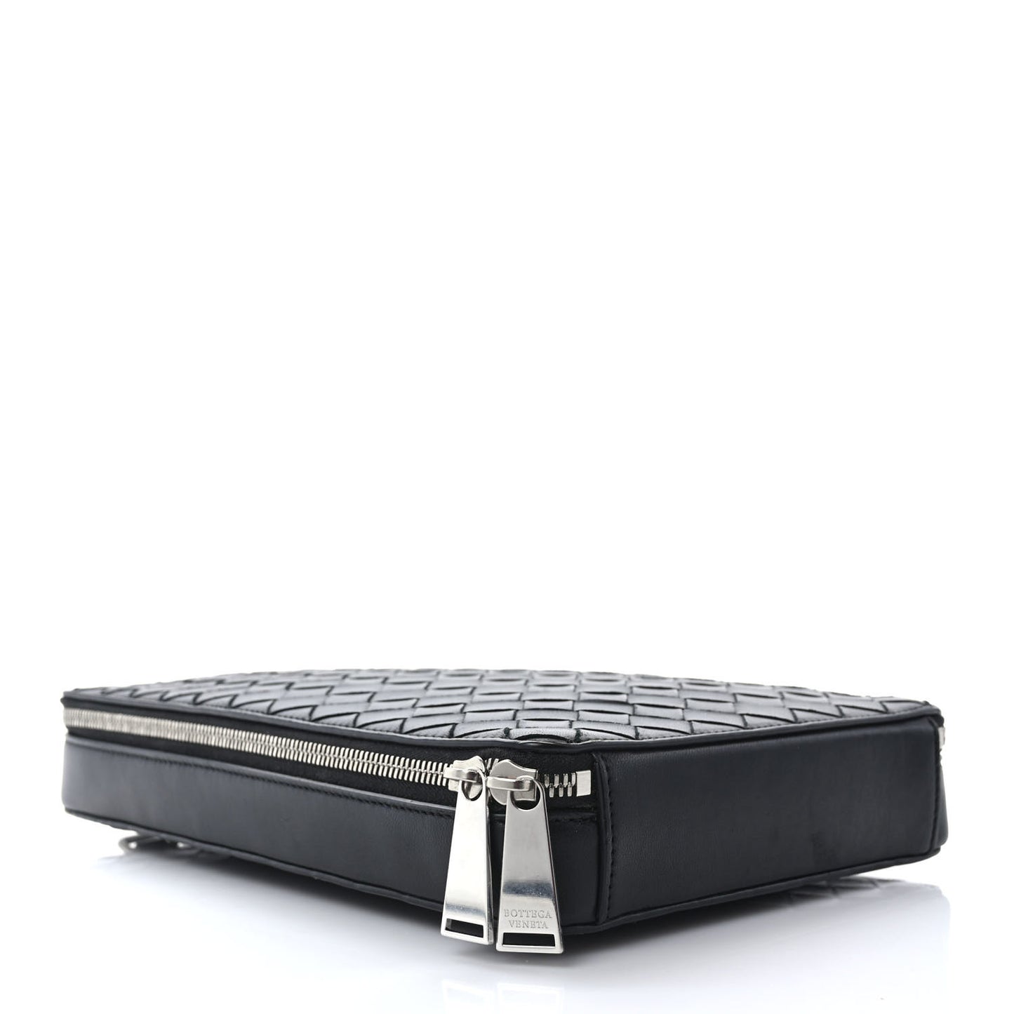 Nappa Intrecciato Zip Around Crossbody Bag Black