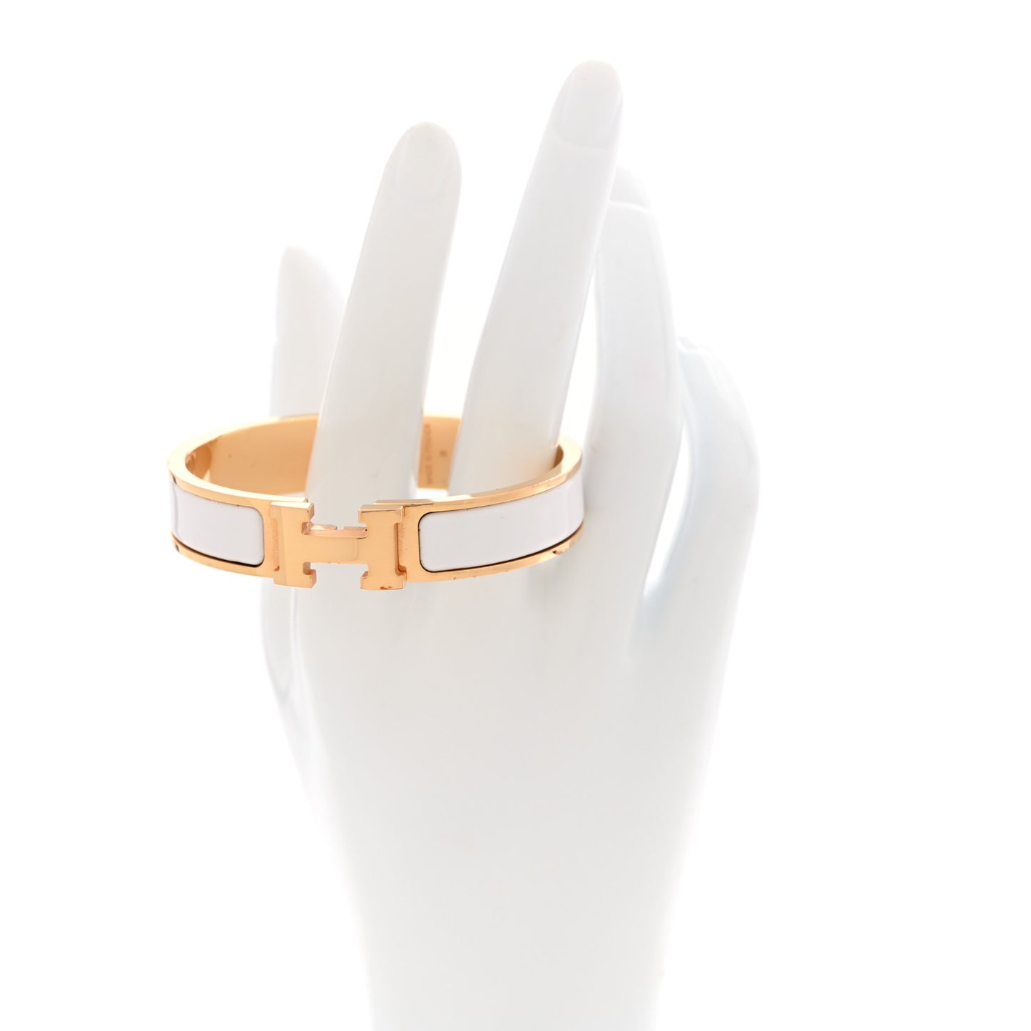 Enamel Narrow Clic Clac H Bracelet PM White