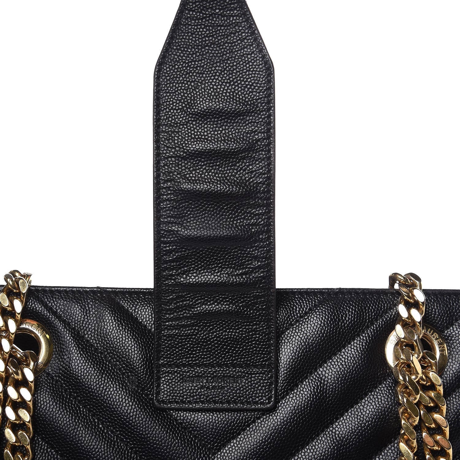 Saint Laurent Grain De Poudre Matelasse Chevron Monogram Shopping Bag Black 12 of 18