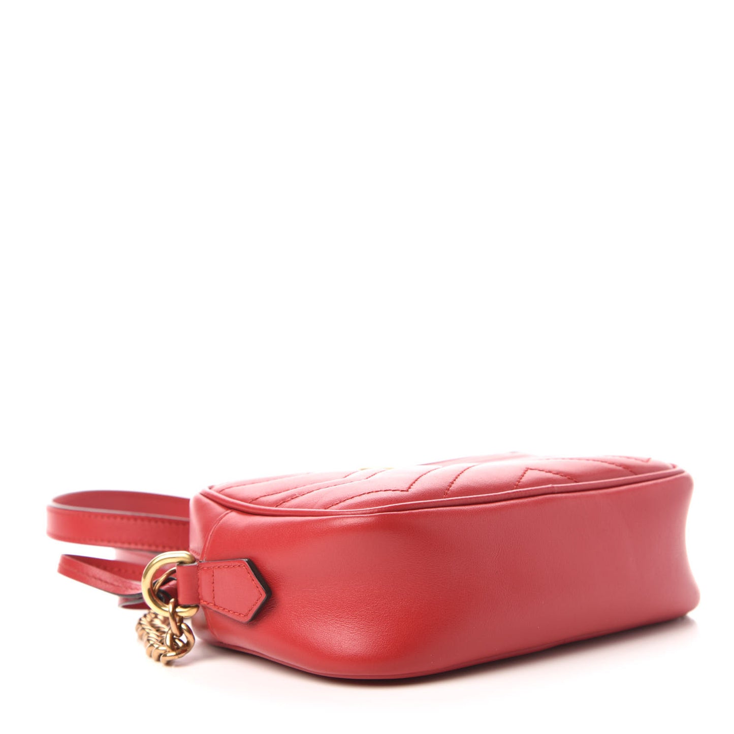 Calfskin Matelasse Mini GG Marmont Chain Shoulder Bag Hibiscus Red