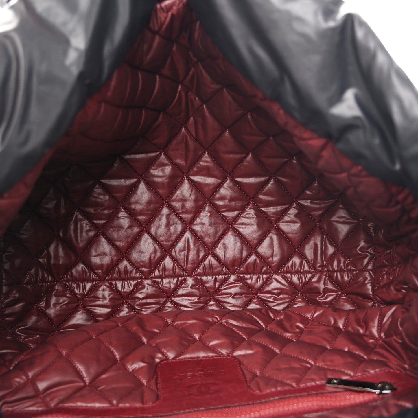 Lambskin Quilted Large Coco Cocoon Reversible Tote Black