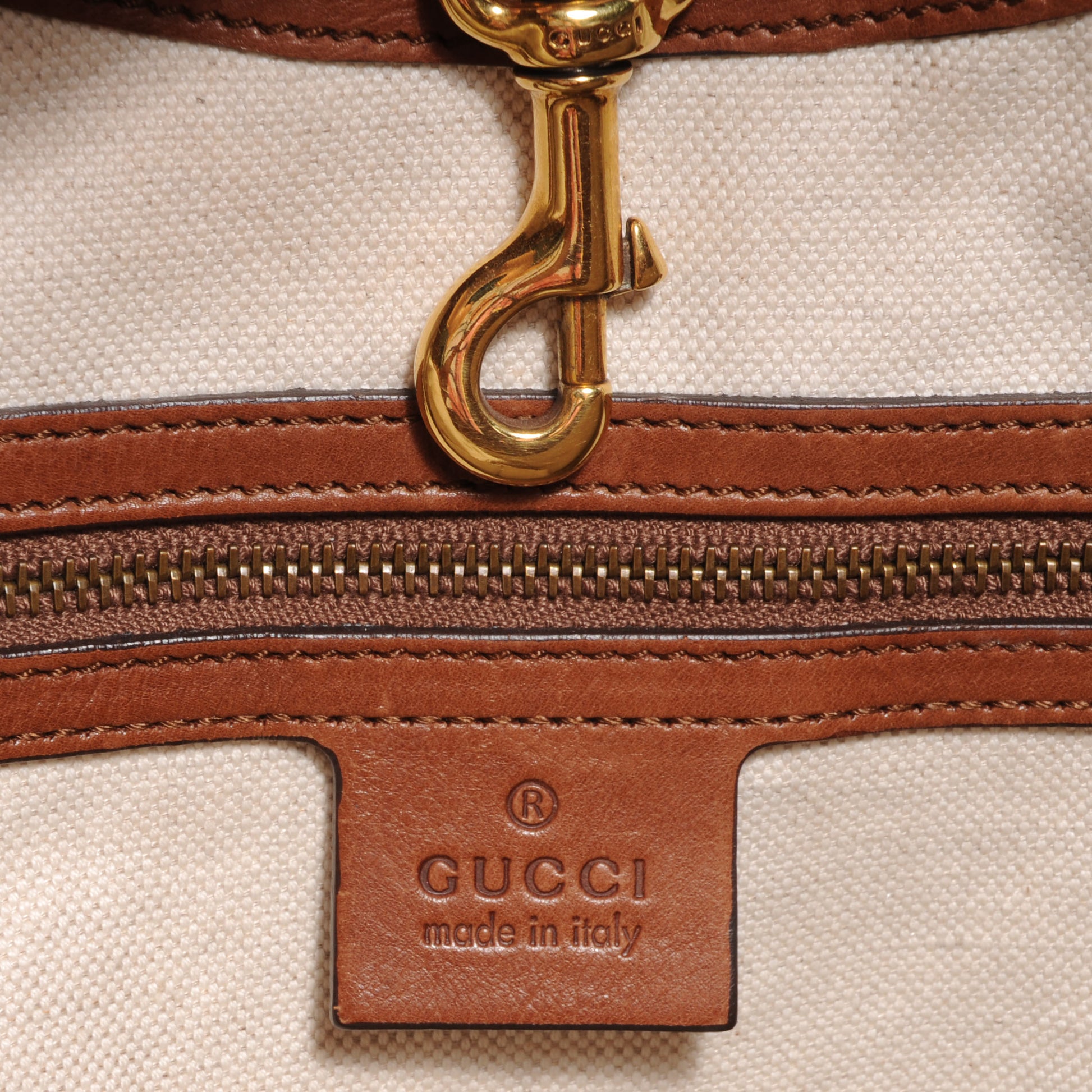 Gucci Washed Calfskin Horse-Heads Medium Ribot Tote Brown 6 of 7