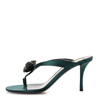 Saint Laurent Satin Crystal Bridget Sandals 39.5 Glass Bottle Green 1 of 11