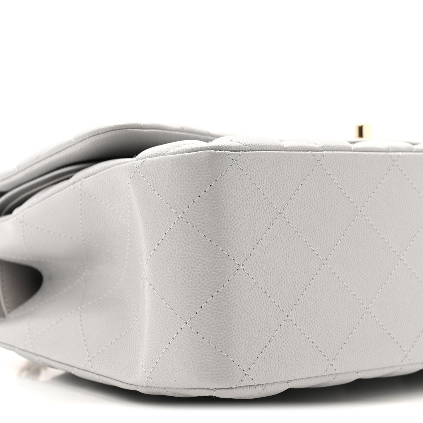 Caviar Quilted Jumbo Double Flap Grey