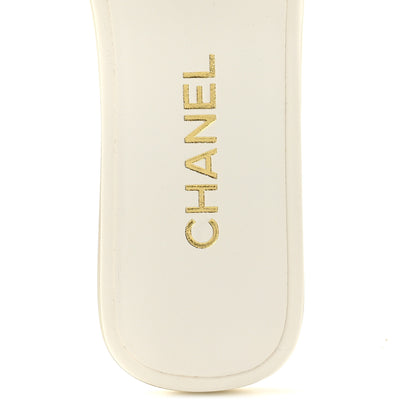 Chanel Mesh Glass Beaded CC Sandal Mules 37.5 White Black 7 of 9