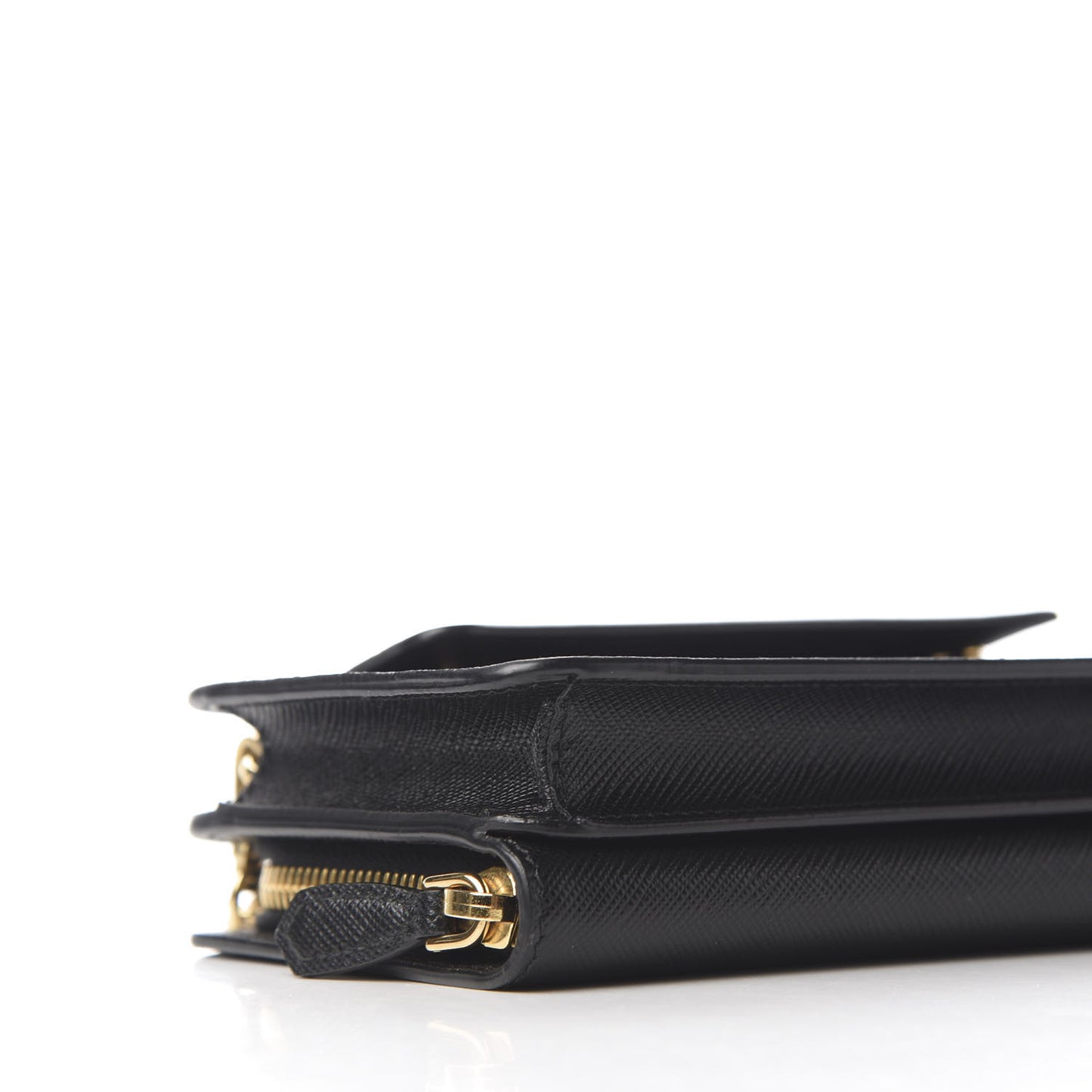 Saffiano Metal Oro Chain Wallet Black