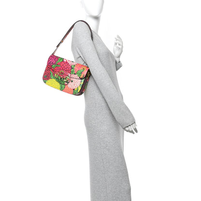 Gucci X KEN SCOTT New Shangai Calfskin Pomponica Print Horsebit 1955 Shoulder Bag Multicolor Fuxia Pompon 2 of 10