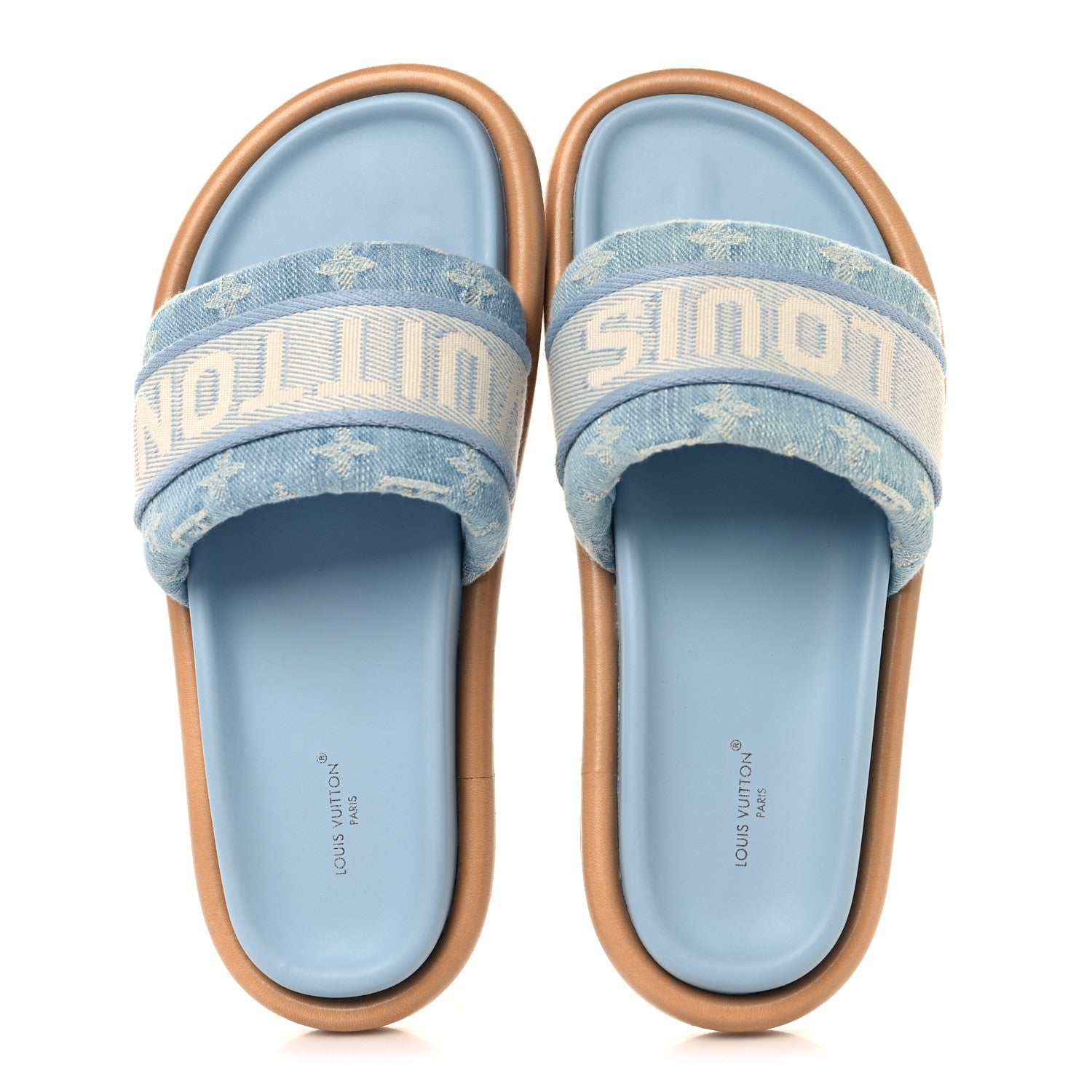 Louis Vuitton Monogram Denim LV Bliss Womens Comfort Mules 39 Turquoise 2 of 10